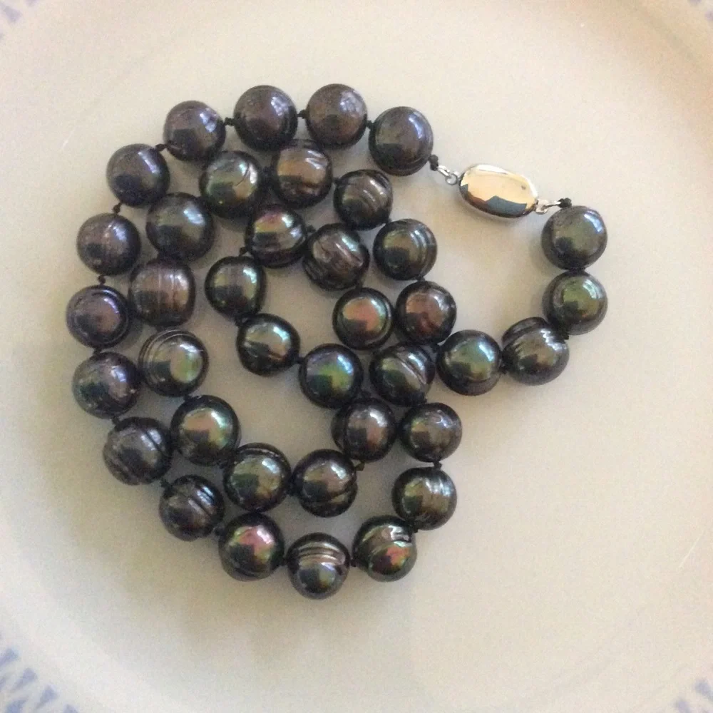 11mm Iridescent Tahitian Pearl Strand Sterling Silver - Picture 10 of 13